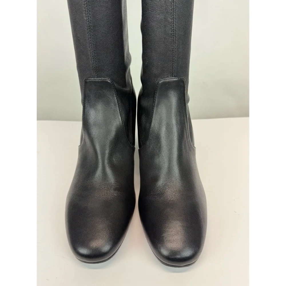 New Stuart Weitzman Tieland Over The Knee Boot Black Leather Sz 10
